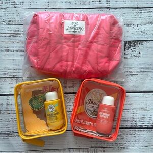 New Sol De Janeiro TSA-approved quilted travel pouch With 2 Travel Body Wash NWT